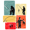 Angler-Silhouetten Retro-Look