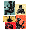 Farbblock Gamer Silhouetten