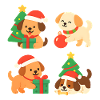Weihnachtshunde mit Geschenken