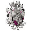 Black and white foliage with magenta accents