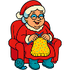 Weihnachtsoma strickt im Sessel