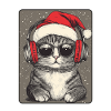 Cool Cat with Sunglasses Santa Hat