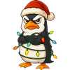 Grumpy Pinguin Weihnachten Weihnachtsmütze Lichter