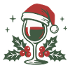Wine Glass with Santa Hat Berries