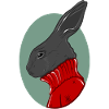 Hase mit rotem Pullover