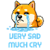 Très triste, beaucoup pleure - Pixel art du mème Doge