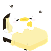 Cozy Sleepy Duck on Yellow Bed