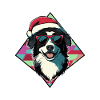 Santa's dog with sunglasses