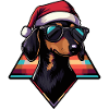 Santa dog with sunglasses