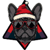 Christmas Bulldog with Sunglasses