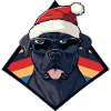 Dog with Santa hat and sunglasses