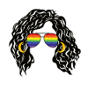Regenbogenschattierungen Lockiges Afro-Mädchen-Haar Pride Retro
