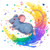 Bunte Maus im Farbwirbel
