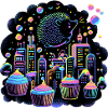 Neon Cupcake Stadt Igel