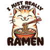 Cat with noodles ramen kawaii cat