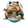 Capybara avec nouilles, ramen kawaii capybara