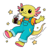 Axolotl joyeux flottant dans l'espace