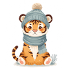 Winter tiger with cap