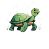Green turtle with snowflakes