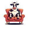 Cow on Sofa Cartoon