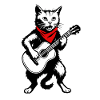 Cat with guitar and bandana