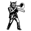 Jazz cat trumpet in suit