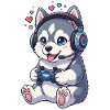 Gaming Husky with Headphones Gamer Dog