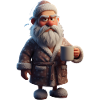 Grummeliger Winteropa mit Kaffeebecher Santa