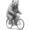 Bear on Bicycle in Monochrome Whimsy