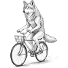 Wolf Cyclist on Bike