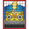 Boombox en vitrail avec éclair