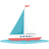 Sailboat Graphic in Mint & Red