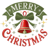 Merry Christmas Bell with Green Ribbon