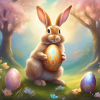Spring bunny with gold Easter egg