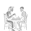 Dante and Skeleton Chess Match