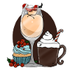 Festive dessert drinks with Santa Claus
