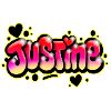 Justine Graffiti Name Printable Bubbles Hearts