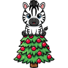 Süßes Zebra Weihnachtsbaum Cartoon Heiligabend