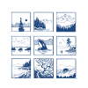 Blue Landscape Quartet Line Art