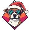 Santas Hund im Retro-Diamant