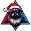 Neon Santa Dog with Sunglasses