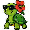 Sun turtle with hibiscus