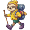 Cute Sloth Hiking Camping Adventure Backpacker