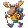Cute Moose Hiking Camping Adventure Backpacker