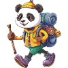 Cute Panda Hiking Camping Adventure Backpacker