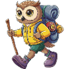 Cute Owl Hiking Camping Adventure Backpacker