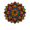 Lebendige Mandala-Blüte mit Tropenfarben