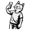 Selfie cat in sketch style