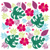 Fleurs tropicales avec fleurs d’hibiscus Monstera