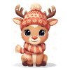 Winter deer with hat and scarf